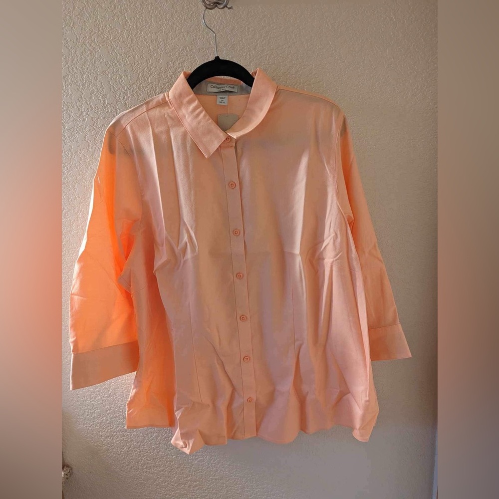 Coldwater Creek Coral No Iron Button Down Shirt Size: 2X ***NWT***